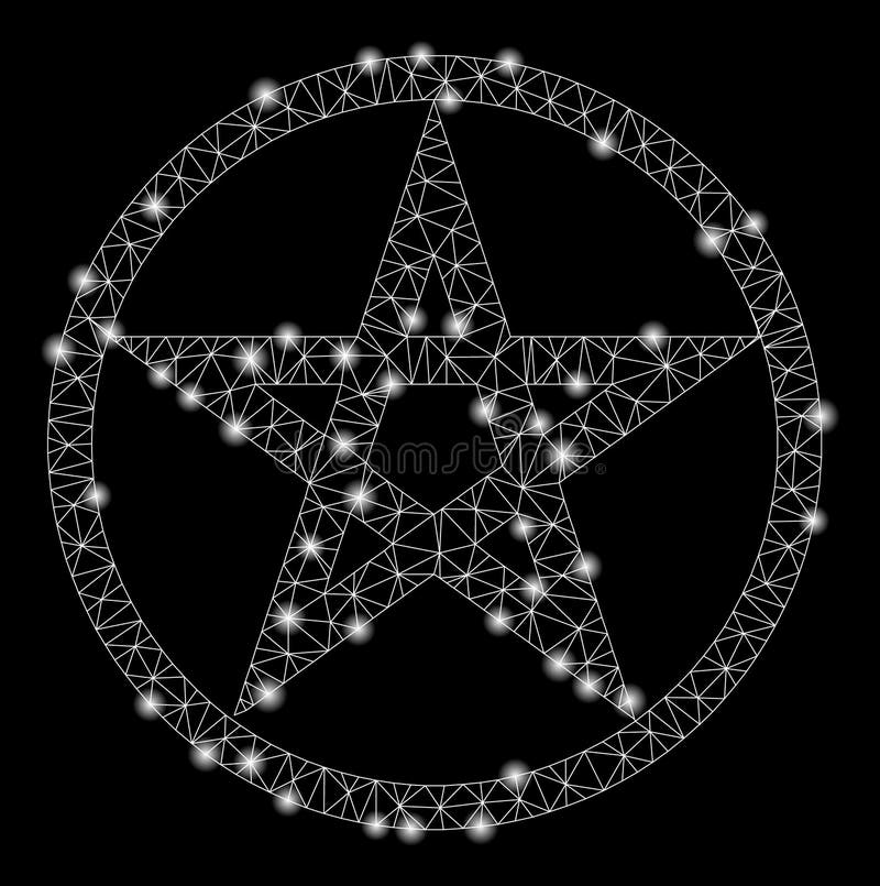 Glowing Mesh Carcass Star Pentacle with Flash Spots royalty free illustration