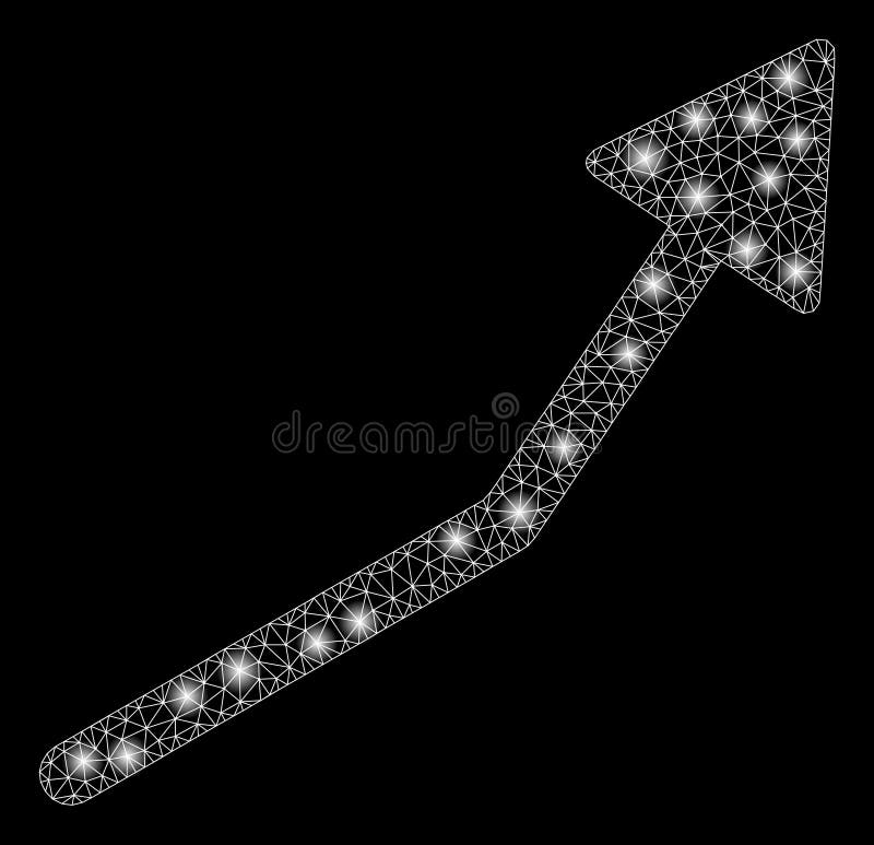Glowing Mesh Network Positive Trend Arrow with Flare Spots royalty free illustration