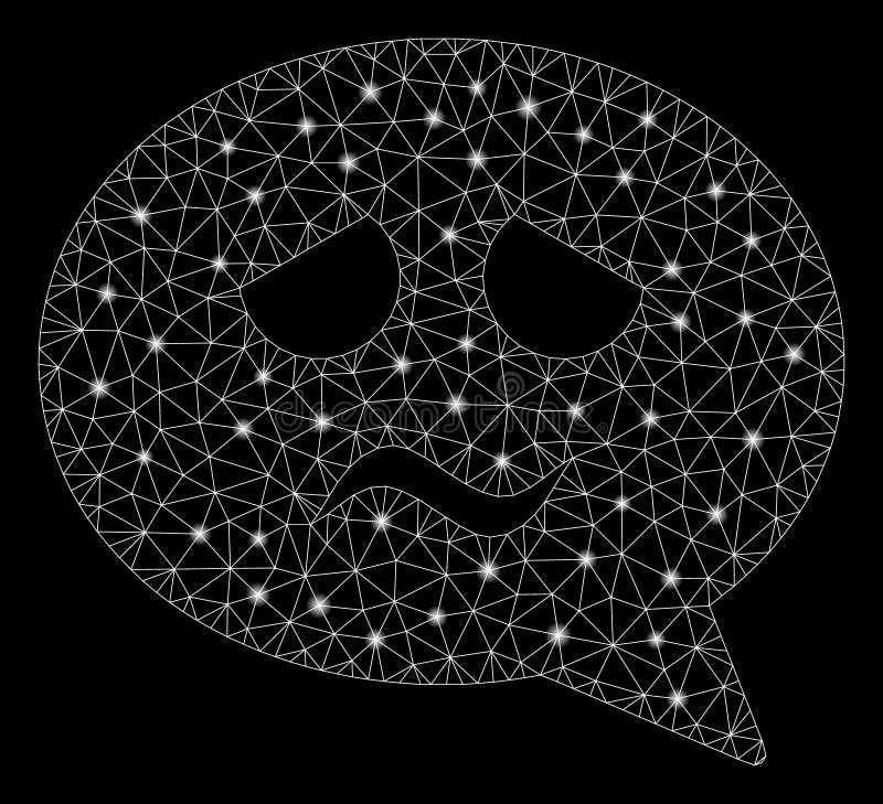 Glowing Mesh Network Sadness Smiley Message with Flash Spots vector illustration Glowing Mesh Network Sadness Smiley Message with Flash Spots vector illustration