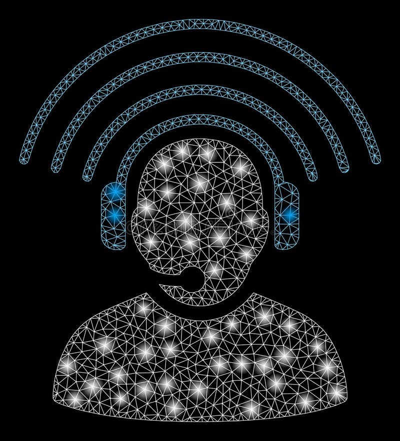 Flare Mesh Wire Frame Operator Radio Signal with Flash Spots vector illustration Flare Mesh Wire Frame Operator Radio Signal with Flash Spots vector illustration