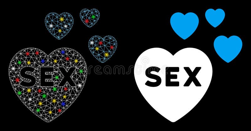Flare Mesh 2d Sex Hearts Icon With Flare Spots Stock Vector