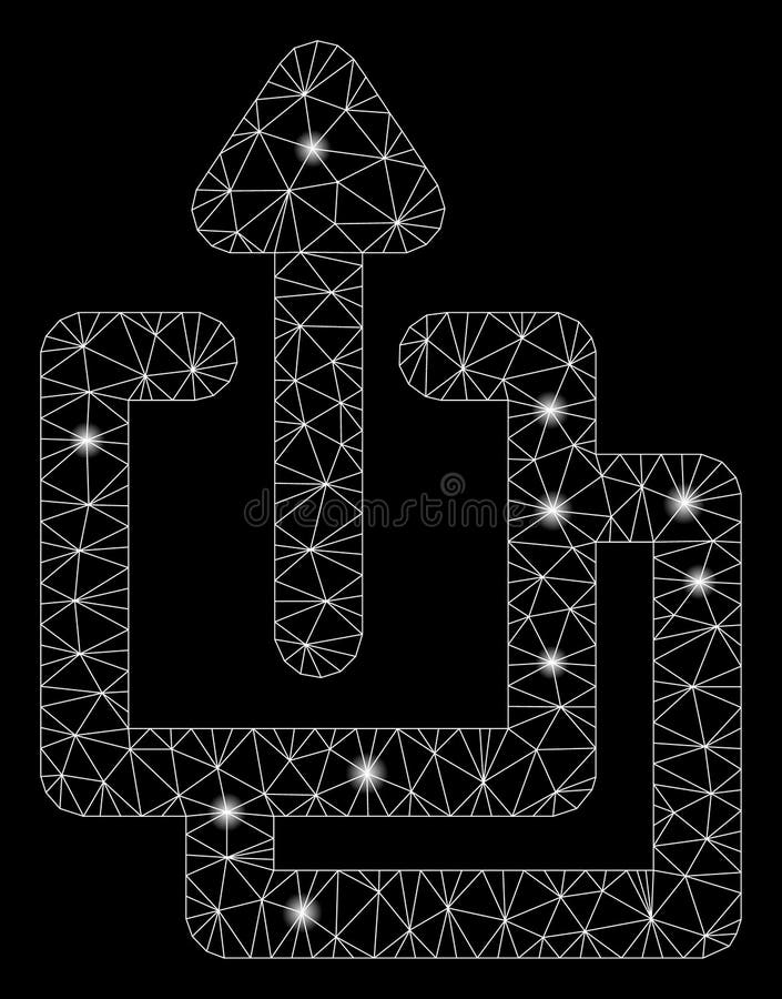 Glowing Mesh Wire Frame Uploads with Flare Spots stock illustration