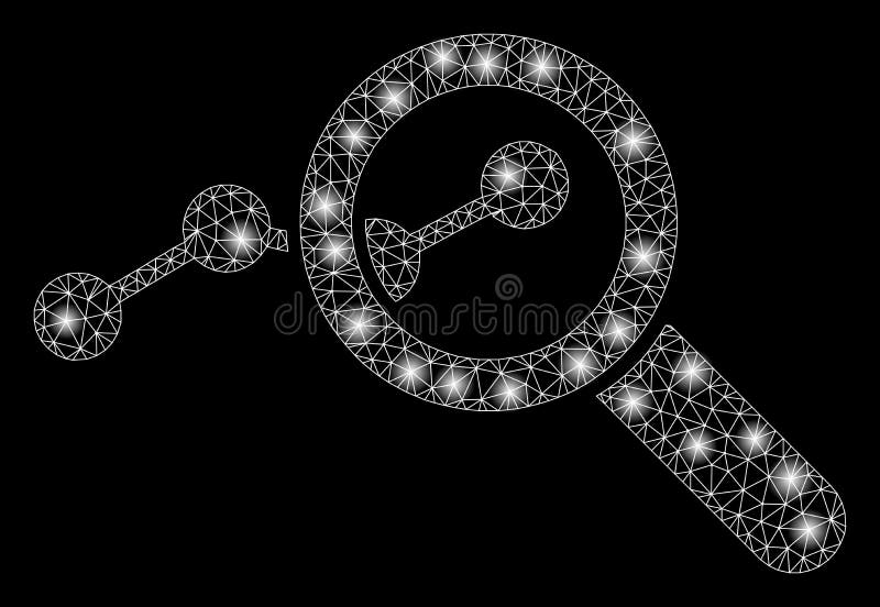 Glowing Mesh Wire Frame Explore Stats with Flare Spots royalty free illustration