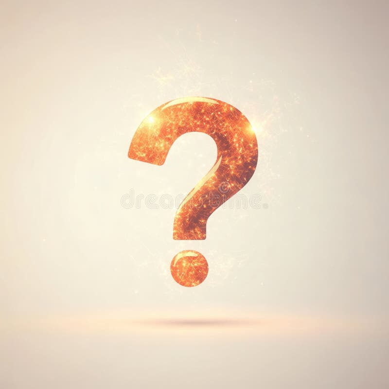 Glowing minimalist question mark icon representing curiosity and inquiry in modern flat design style stock photography