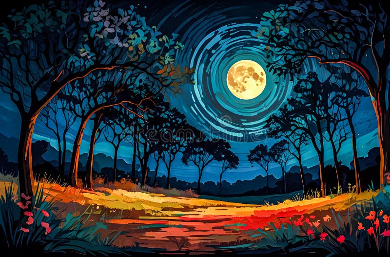 A glowing moon under a dynamic pink and blue sky stock image