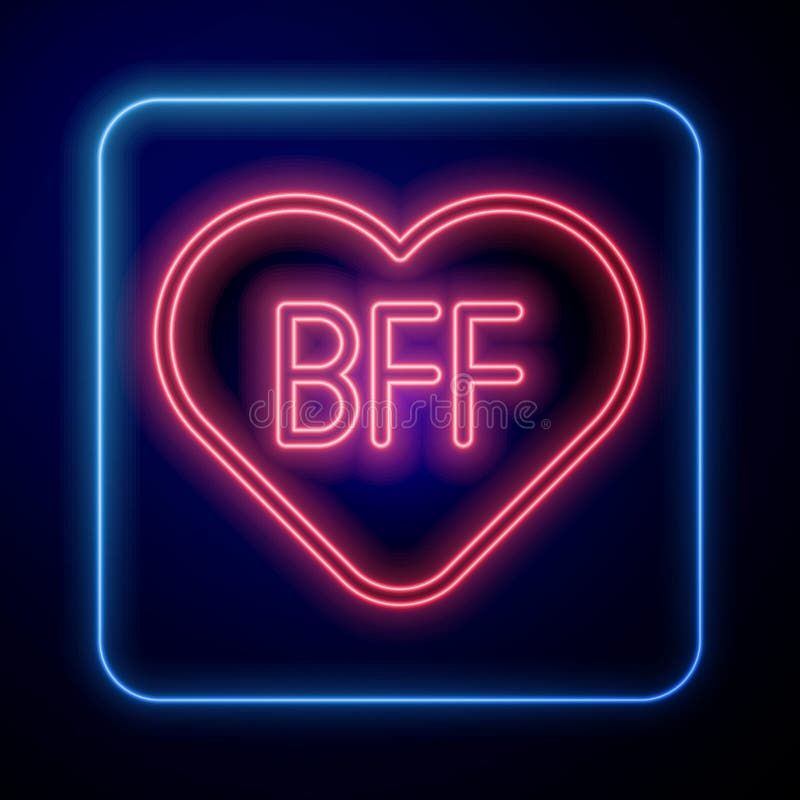 Glowing Neon BFF or Best Friends Forever Icon Isolated on Black