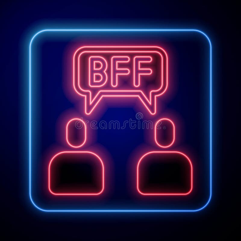 Glowing Neon BFF or Best Friends Forever Icon Isolated on Black