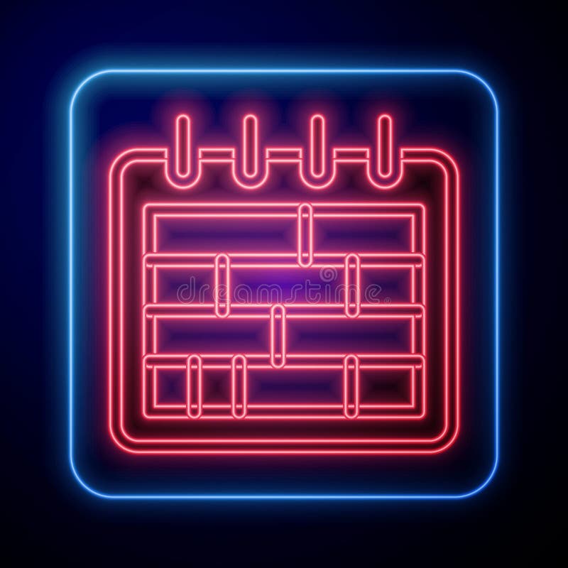 Neon Calendar with Smile Sign. Glowing Reminder. Dating, Date Theme