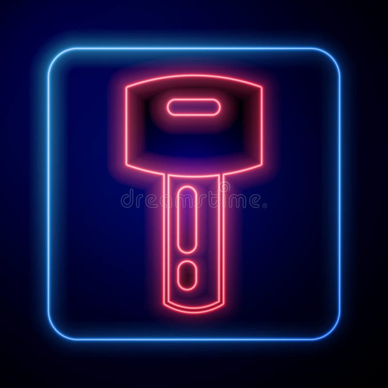 Glowing Neon Car Key with Remote Icon Isolated on Black Background. Car