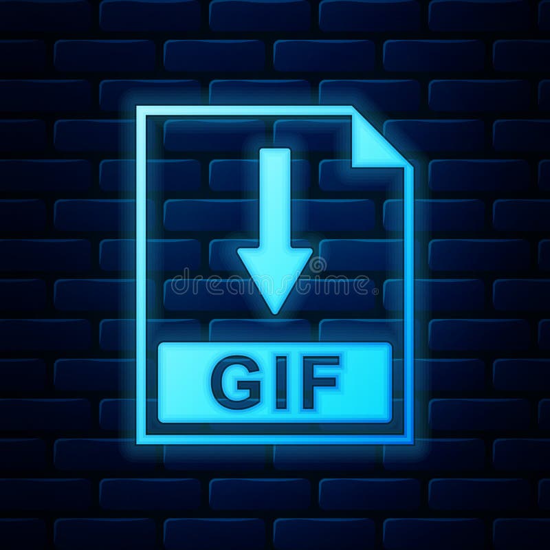Glowing Neon GIF File Document Icon. Download GIF Button Icon Isolated on  Brick Wall Background Stock Vector - Illustration of folder, graphic:  182366519