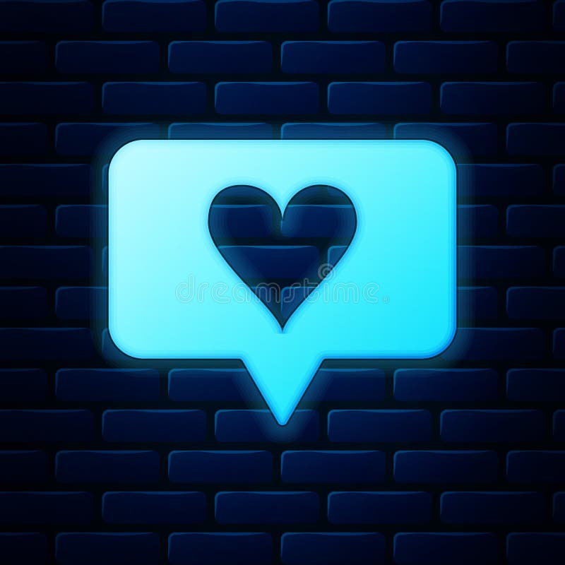 Glowing Neon Like and Heart Icon Isolated on Brick Wall Background. Counter  Notification Icon. Follower Insta Stock Vector - Illustration of isolated,  instagram: 182370699