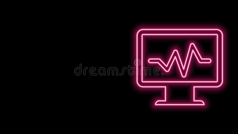 Neon Heartbeat on Black Isolated Background Stock Video - Video of beat,  monitor: 180104501