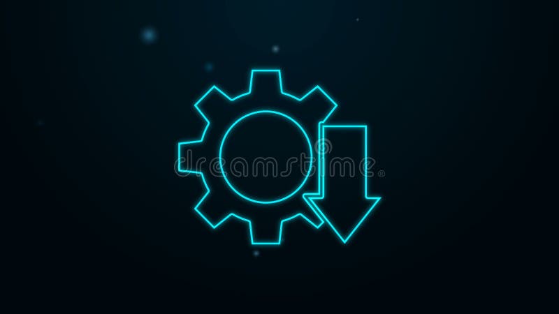 Glowing neon line Cost reduction icon isolated on black background. 4K Video motion graphic animation