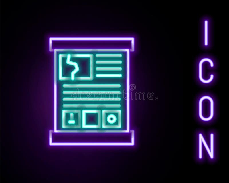 Glowing neon line Game guide icon isolated on black background. User manual, instruction, guidebook, handbook. Colorful vector illustration