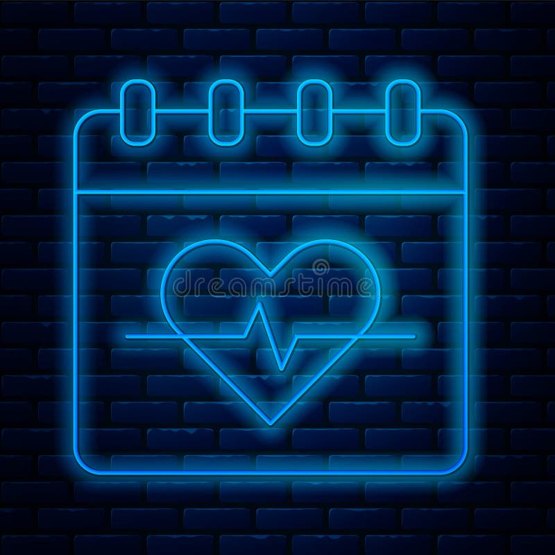 Premium Vector  Heartbeat neon icon red neon heart with white cardiogram  on black brick wall background