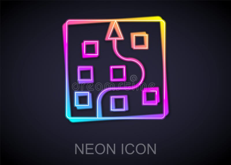 Glowing neon line Neural network icon isolated on black background. Artificial intelligence AI. Vector stock illustration