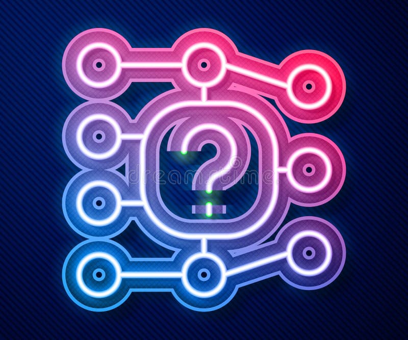 Glowing neon line Neural network icon isolated on blue background. Artificial intelligence AI. Vector stock illustration