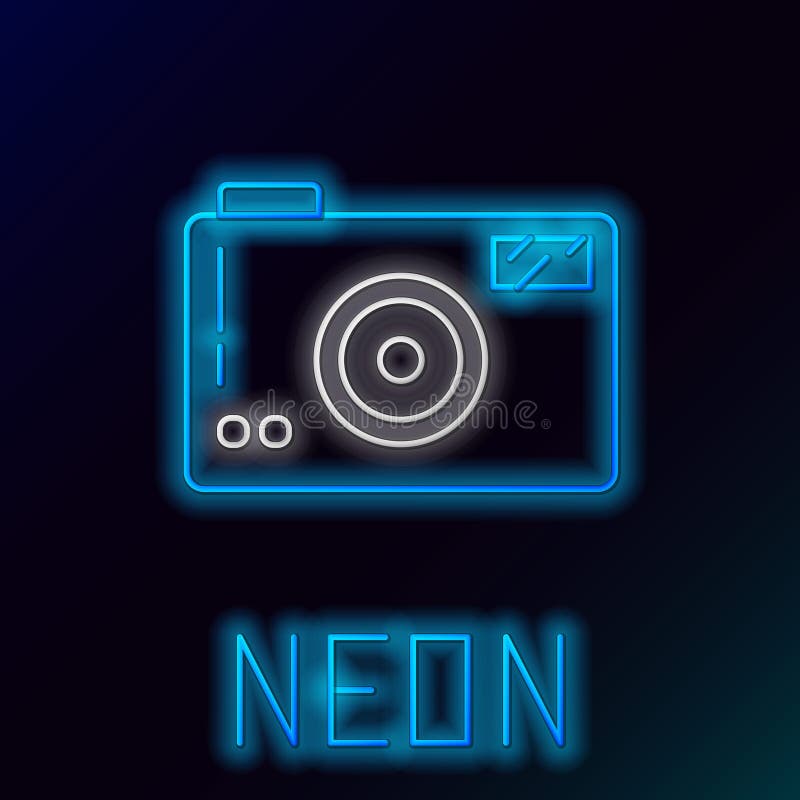 Glowing Neon Line Photo Camera Icon Isolated on Black Background. Foto Camera  Icon. Colorful Outline Concept Stock Vector - Illustration of modern,  creative: 187404764