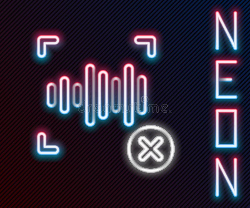 Glowing neon line Rejection voice recognition icon isolated on black background. Voice biometric access authentication vector illustration