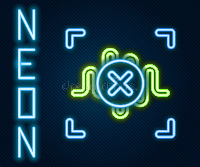 Glowing neon line Rejection voice recognition icon isolated on black background. Voice biometric access authentication vector illustration