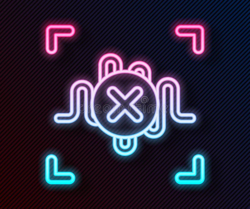 Glowing neon line Rejection voice recognition icon isolated on black background. Voice biometric access authentication vector illustration