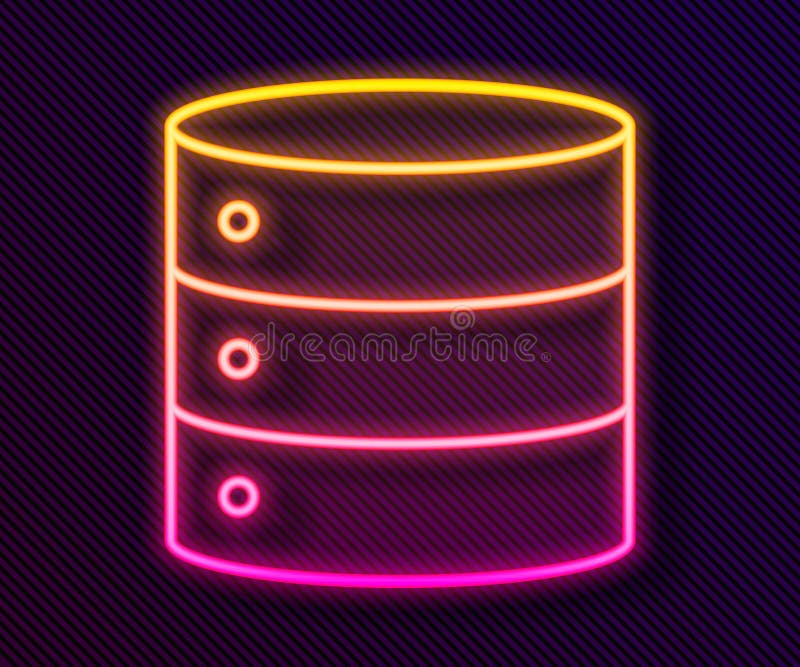 Glowing neon line Server, Data, Web Hosting icon isolated on black background. Vector.