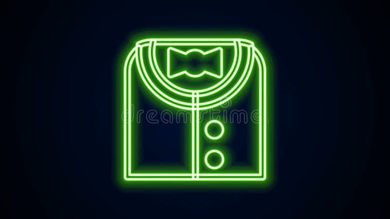 Glowing neon line Suit icon isolated on black background. Tuxedo. Wedding suits with necktie. 4K Video motion graphic