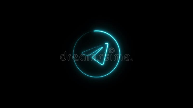 Glowing neon line telegram icon animation stock illustration