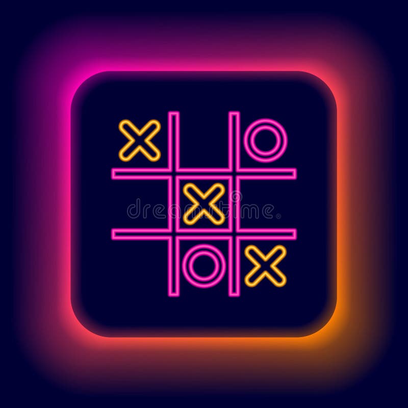 Glowing Neon Line Tic Tac Toe Game Icon Isolated on Black Background.  Colorful Outline Concept Stock Vector - Illustration of abstract, icon:  228833367