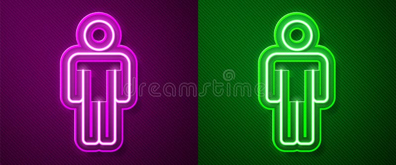 Glowing neon line User of man icon isolated on purple and green background. Business avatar symbol user profile icon vector illustration