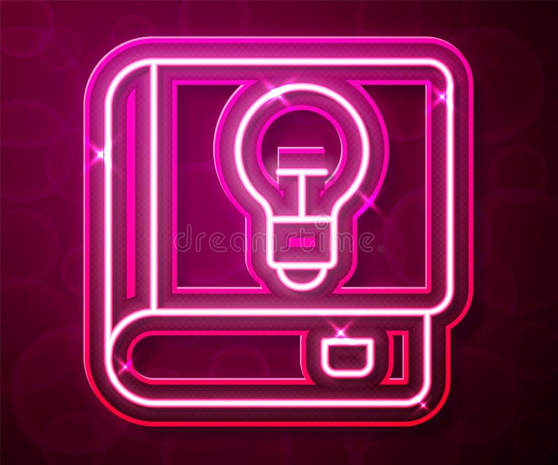 Glowing neon line User manual icon isolated on red background. User guide book. Instruction sign. Read before use stock illustration