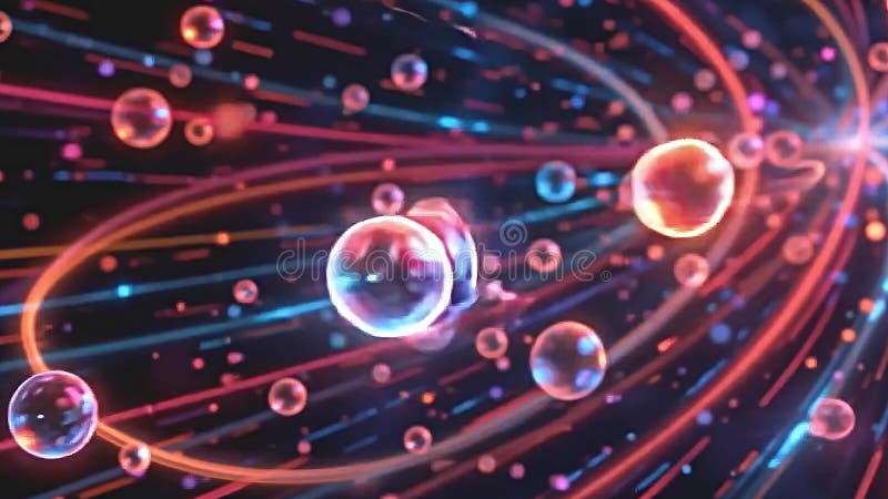 Glowing neon orbs traversing through abstract space, captivating light trails illuminating dark backgrounds, Generative AI vector illustration
