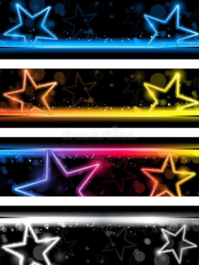 Glowing Neon Stars Banner Background