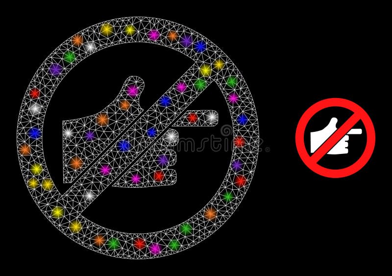 Bright Mesh Stop Index Finger Icon with Constellation Color Light Spots royalty free illustration