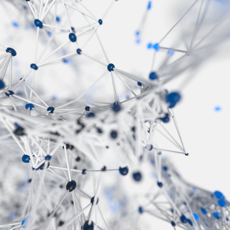 Glowing Nodes with White Cubes, 3d Rendering Stock Illustration ...