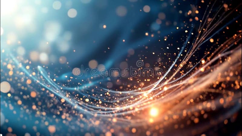 Glowing Particle Waves: Abstract Background Video 4K Motion Graphics royalty free illustration
