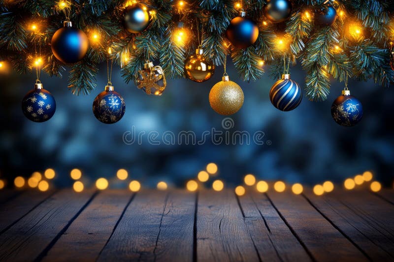 Glowing particles and lights set against an abstract blue bokeh background stock images