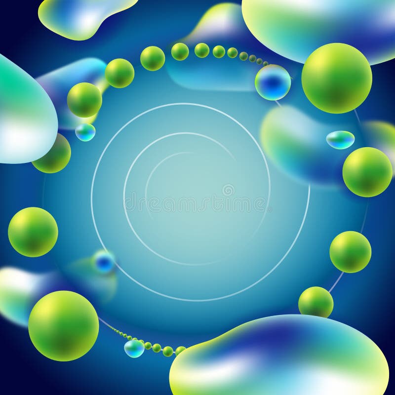 Glowing particles liquid dynamic flow with glowing bubble frame. Trendy fluid cover design. vector illustration Glowing particles liquid dynamic flow with glowing bubble frame. Trendy fluid cover design. vector illustration