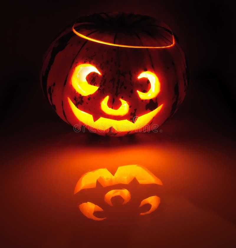 Glowing Pumpkin with a Candle Inside Stock Image Image of glow