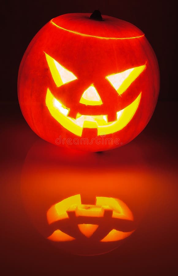 Glowing Pumpkin with a Candle Inside Stock Image Image of glow