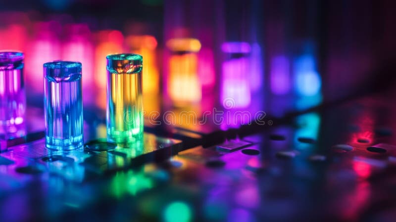 Glowing Quantum Dots in Various Colors Displaying Nanotechnology vector illustration