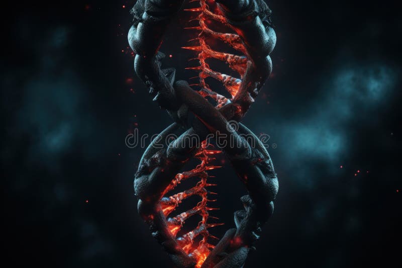 A glowing red and black double helix representing DNA. Code division stock images, royalty-free photos and pictures