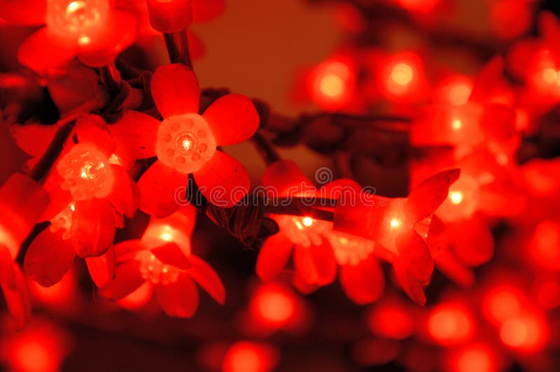 Glowing Red Flower Lightbulbs for Christmas Decoration with Defocused