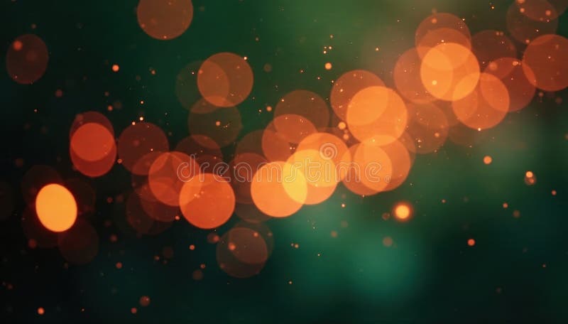 Glowing red-gold bokeh on abstract green sparkling vibrant texture vector illustration