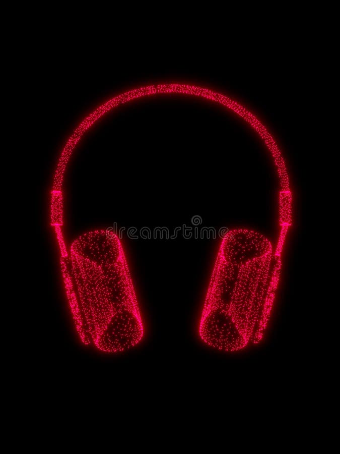 Glowing Red Headphones on Black Background 3D Illustration Stock  Illustration - Illustration of headphone, phone: 140320076