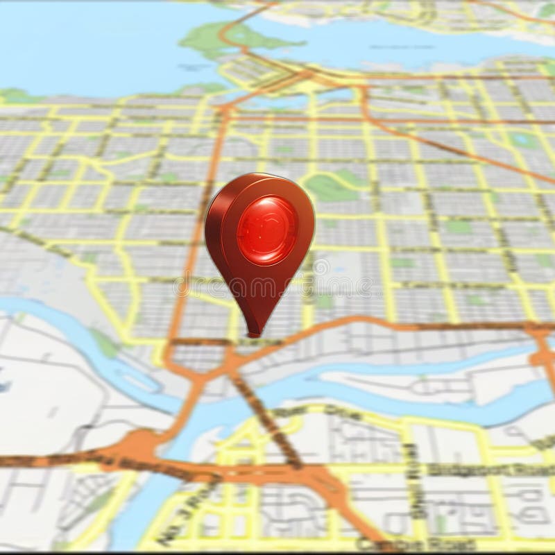 Glowing Red Marker: Your Destination is Highlighted on the Digital Map. royalty free illustration