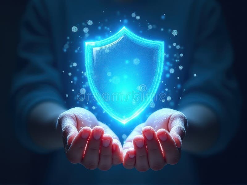 A Glowing Shield of Protection Around Clean Hands, ai vector illustration