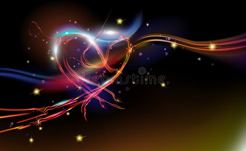 Glowing Sparkling, Radiant Fantasy Abstract Background Red Heart. Holiday  Design, Night Art Illumination. Space Valentines Day Stock Vector -  Illustration of cyan, fluorescent: 150155839