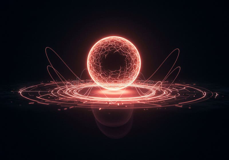 A glowing, spherical digital illustration with an intricate network of bright lines vector illustration
