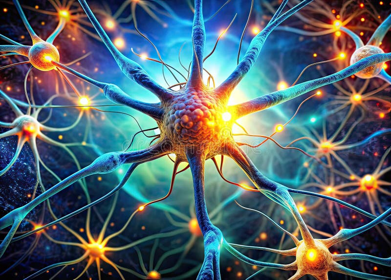 A Glowing Symphony of the Brain Visualizing Neurosciences Intricate Network Through Modern Design for Posters vector illustration